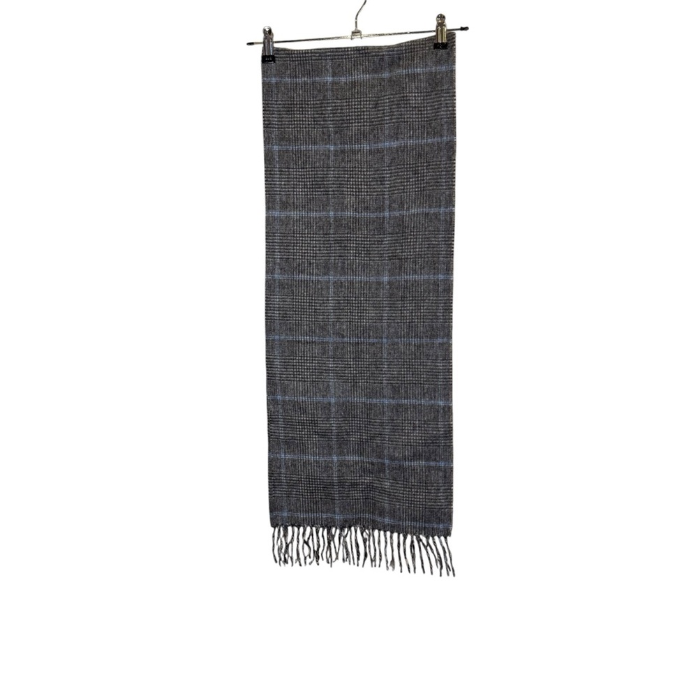 Gray Lambswool and Cashmere Checkered Scarf by The Field Scotland